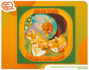 Sensation de fruit - Impression d'art - Mettant en vedette le petit oiseau orange