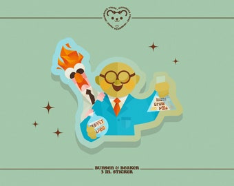Bunsen & Beaker - Naklejka 3 cale - Naklejki do Bullet Journal, butelek na wodę i planerów - The Muppets