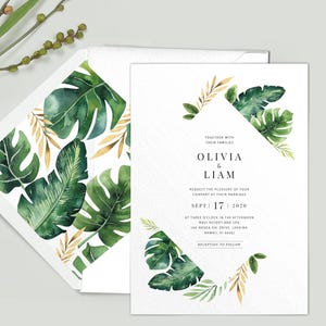Hawaii wedding invitation - Hawaii wedding invites - Tropical destination wedding invitation suite - PRINTED wedding invitations