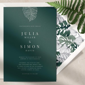 Destination Wedding Invitation - Tropical Wedding Invitation - Modern Wedding Invitation - Wedding Invitation Set Printed - PRINTED INVITES