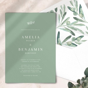 Olive wedding invitation - Greenery Wedding Invitation - Wedding Invitation Set - Italian wedding invitation - PRINTED on luxury paper