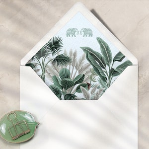 Indische Hochzeitseinladung Umschlag Liner - Tropische Hochzeit Einladungen Liner - bedruckte Liner