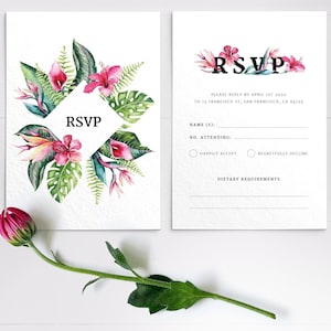 Tropische Hochzeit Antwortkarten - Hochzeit florale Antwortkarten - Antwortkarten für Hochzeit - personalisierte gedruckte Karten