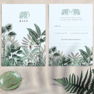 Cartões RSVP de casamento indianos - Cartões RSVP tropicais para casamento - Cartões RSVP impressos