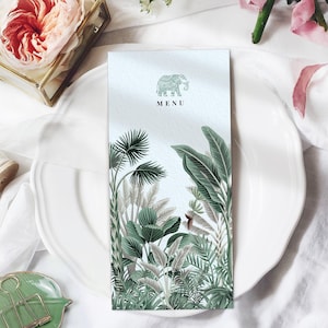 Menu na indyjskie wesele - Karty menu na tropikalne wesele - Ślub w miejscu docelowym - Spersonalizowane drukowane menu