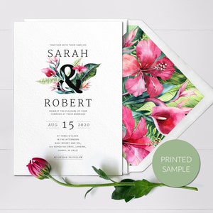 Destination wedding invitation SAMPLE - Tropical wedding invitation - Beach wedding invitation - PRINTED non-personalised sample