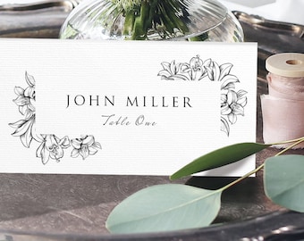 Escort cards, wedding place cards, floral place cards, PRINTED - blank place cards or table name cards