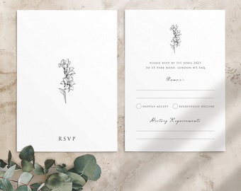 Antwortkarten Hochzeit - Einfache elegante Hochzeit Antwortkarten - Antwortkartenvorlage - Personalisierte Antwortkarten