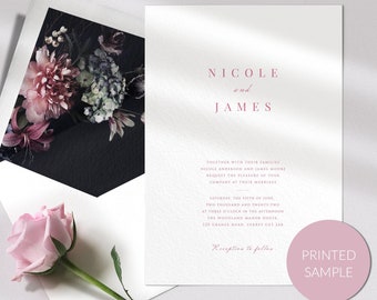 Minimal wedding invitation SAMPLE - Romantic elegant wedding invitation - Simple wedding invitation - PRINTED non-personalised sample