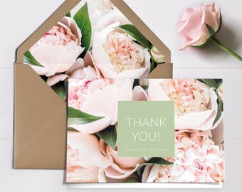 Wedding Thank You Cards Personalized - Floral Thank You Cards - Rustic Thank You Cards - Printed Thank You Cards