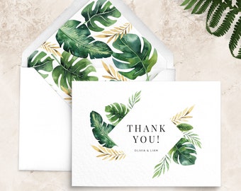 Tropical Thank You Cards Wedding Template - Beach Wedding Thank You Cards - Printed Thank You Cards