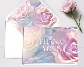 Floral Wedding Thank You Cards - Blush Pink Wedding Thank You Cards - Printed Thank You Cards Personalized