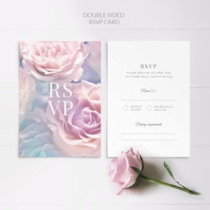 Cartes RSVP de mariage florales roses - Cartes RSVP Blush pour mariage - Cartes RSVP roses roses personnalisées imprimées