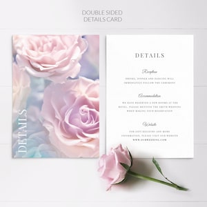 Blozen roze bloemen bruiloft details kaart - bruiloft uitnodiging details kaarten - bruiloft info kaart - gepersonaliseerde gedrukte kaarten