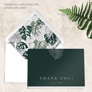 Simple thank you cards Tropical thank you cards pack Destination wedding thank you card Modern wedding thank you card Printed Cards Card + Env + Liner