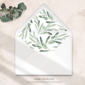 Umschlag Liner - Greenery Umschlag Liner - Olivenzweig Hochzeit Umschlag Liner - Botanische Hochzeit - Gedruckt Liner