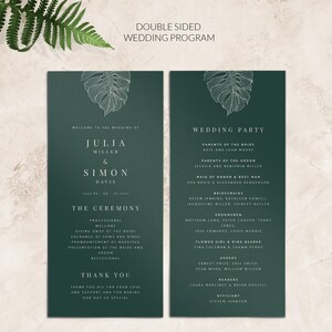 Tropische Hochzeits-Order des Service - katholische Hochzeitsprogramm-Vorlage - Hochzeitsprogramm-Karten - gedruckte Programme