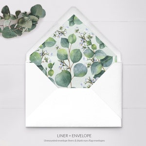 Protège-enveloppes de mariage Verdure, Eucalyptus de mariage botanique, Protège-cartes imprimés