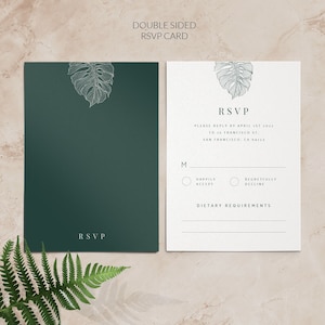 Moderne Antwortkarten für die Hochzeit - Tropische Hochzeit Antwortkarten - Gedruckte Antwortkarten