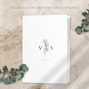 Hochzeitsservice - Gefaltete Hochzeitsprogramme gedruckt - Zeremonienprogramm - Minimalistische Hochzeitspapeterie