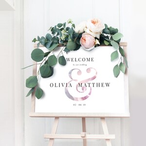 Bienvenido a nuestro letrero de boda, plantilla de letrero de boda de bienvenida, letrero de bienvenida de boda clásico, letreros de boda personalizados, PDF IMPRIMIBLE