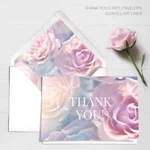 Blumenhochzeit Dankeskarten - Blush Rosa Hochzeit Dankeskarten - Gedruckte Dankeskarten personalisiert