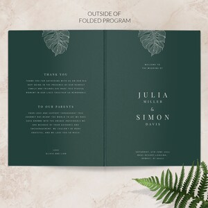 Tropical wedding program Wedding order of service Wedding program template folded Printed wedding programs image 2