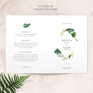 Tropical beach wedding program, Order of service, Folded wedding programs, Printed wedding programs image 2