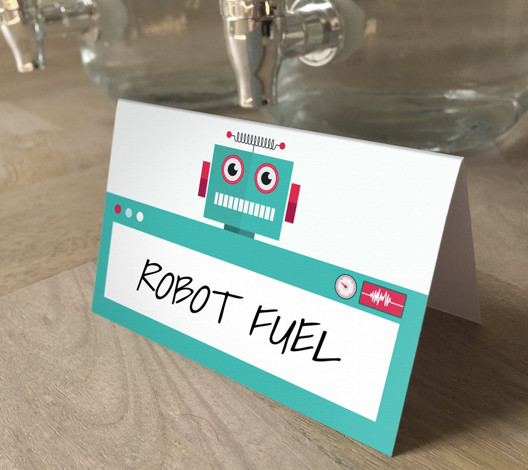 Robot Digital Download Food Labels, Kids Party Food Tents, Boys ...
