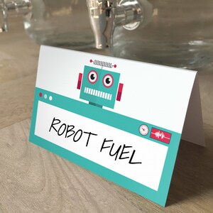 Robot Digital Download Food Labels, Kids Party Food Tents, Boys Birthday Party Decorations, INSTANT DOWNLOAD Printable