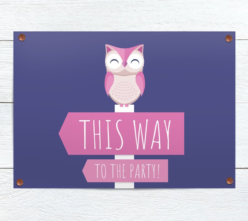 Woodland Baby Shower Decorations Girl, Owl Welcome Sign & Directional Signs, Personalised PRINTABLE Signs image 3