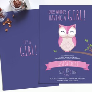 Woodland Baby Shower Decorations Girl, Owl Welcome Sign & Directional Signs, Personalised PRINTABLE Signs image 5