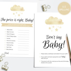 Twinkle Twinkle Little Star Baby Shower Games, The Price Is Right, Don't Say Baby, Advice & Prediction cards, INSTANT DOWNLOAD Printables image 3