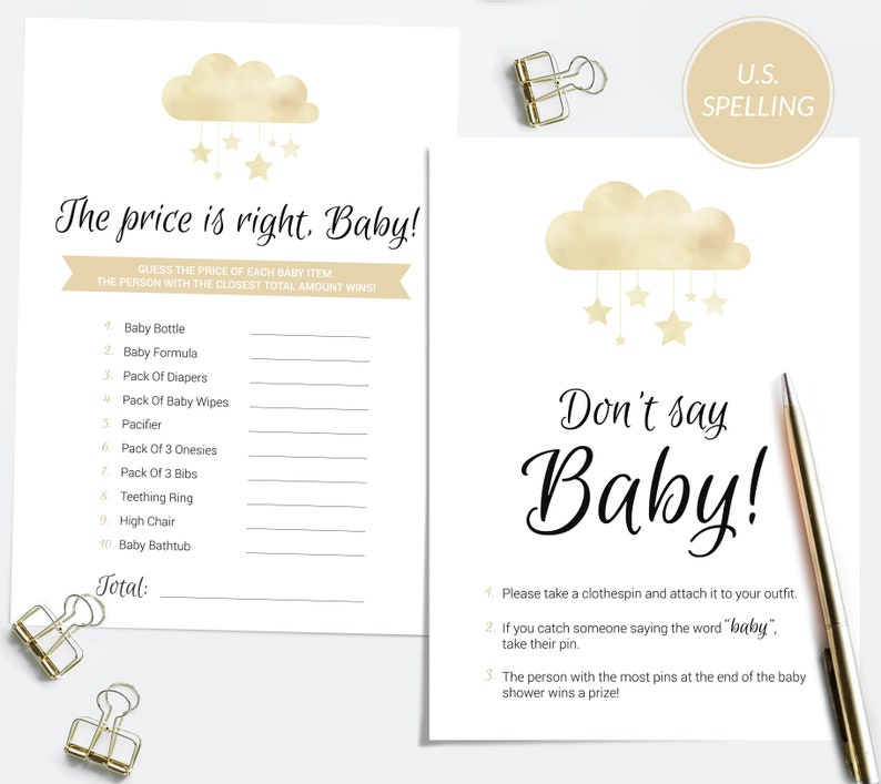 Twinkle Twinkle Little Star Baby Shower Games, The Price Is Right, Don't Say Baby, Advice & Prediction cards, INSTANT DOWNLOAD Printables image 3