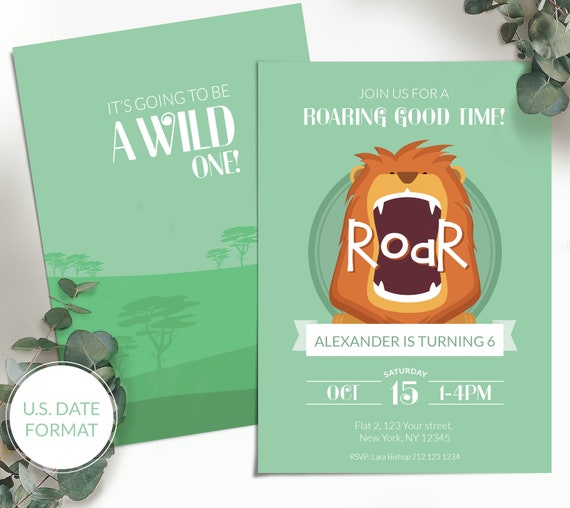Safari Birthday Invitation, Safari Party, Jungle Invitation, Lion Invite, Boys Party, Personalized PRINTABLE Digital Invites Il_570xn