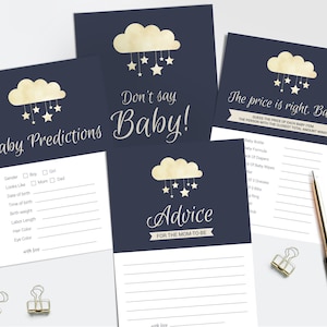 Twinkle Twinkle Little Star Baby Shower Thank You Cards, Gender Neutral Night Sky Notecards, INSTANT DOWNLOAD Printable image 4