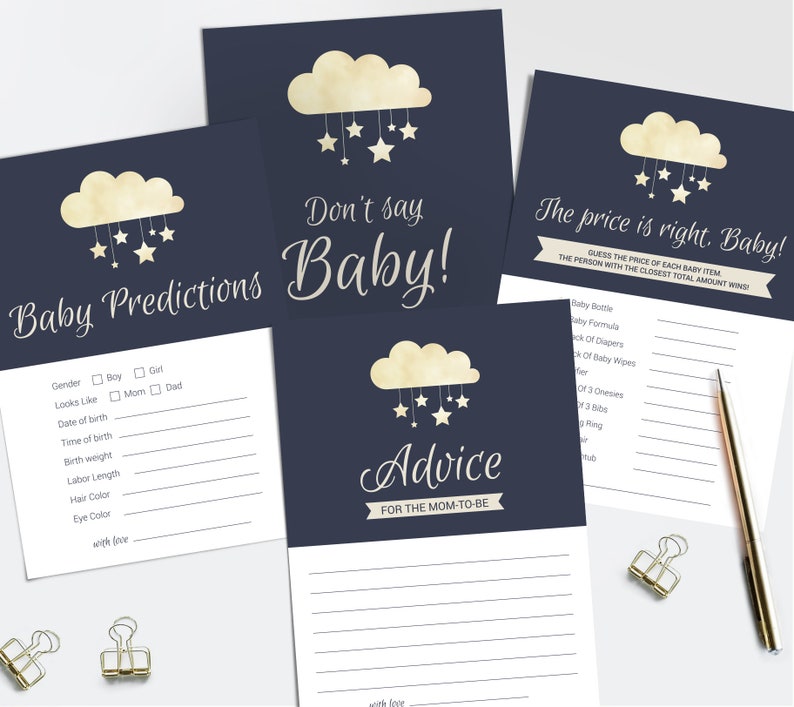 Twinkle Twinkle Little Star Baby Shower Thank You Cards, Gender Neutral Night Sky Notecards, INSTANT DOWNLOAD Printable image 4