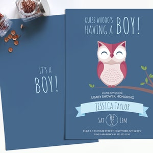 Woodland Baby Shower Decorations Boy, Owl Place Cards, Food Tent, Food Labels, INSTANT DOWNLOAD Printable image 3