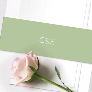 Grünes BELLY BAND, Hochzeitseinladungsbauchband, Hochzeitseinladungsverpackung, gedruckte Bänder
