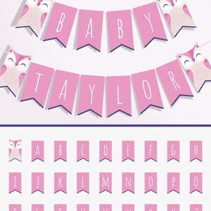 Woodland Baby Shower Decorations Girl, Owl Welcome Sign & Directional Signs, Personalised PRINTABLE Signs image 9