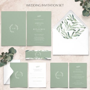 Olive wedding invitation Greenery Wedding Invitation Wedding Invitation Set Italian wedding invitation PRINTED on luxury paper Full Invitation Set