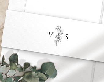 Bruiloft BUIKBAND, Eenvoudige bloemenbuikbanden, buikband voor huwelijksuitnodiging, Gedrukte bands