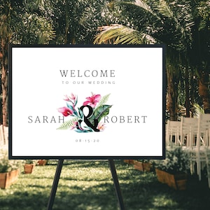 Printable welcome to our wedding sign, Tropical beach destination wedding decor, Personalized PRINTABLE PDF