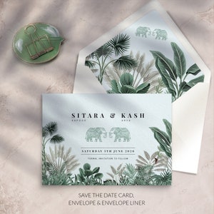 Indiase save the date - tropische save the date bestemming trouwkaarten - gedrukte save-the-dates