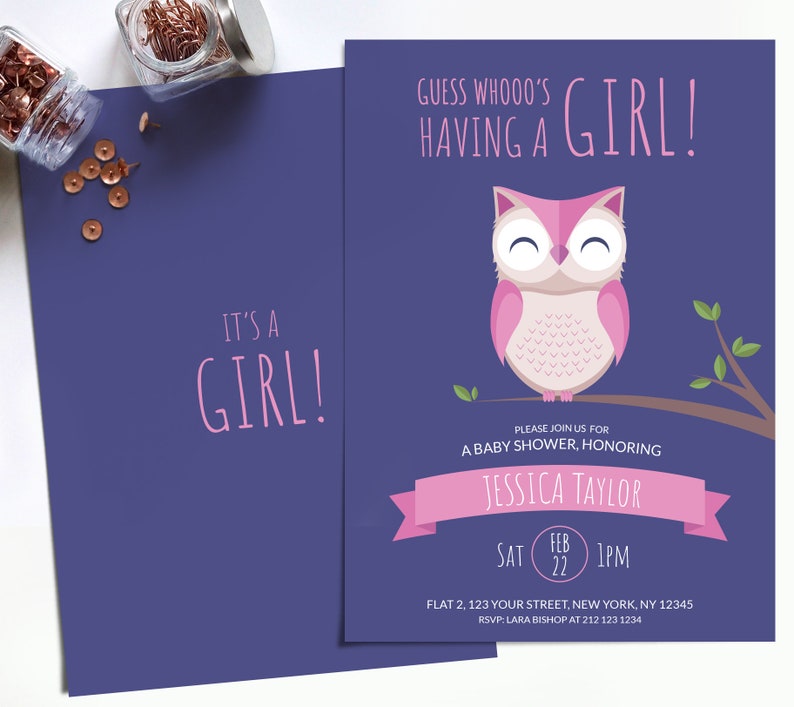 Woodland Baby Shower Thank You Cards, Owl Baby Shower Decorations Girl, Woodland party, INSTANT DOWNLOAD Printable image 3