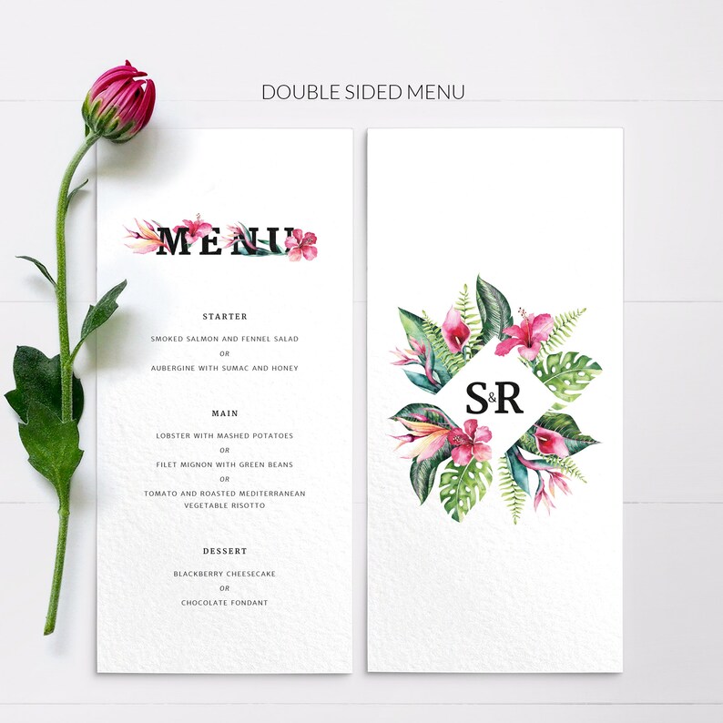 Envelopes Tropical Save The Date destination wedding Floral Wedding Save The Dates Personalized Printed Cards or Digital Printable PDF