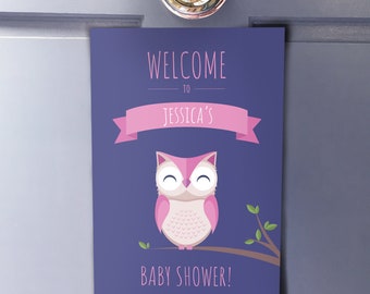 Woodland Baby Shower Decorations Girl, Owl Welcome Sign & Directional Signs, Personalised PRINTABLE Signs