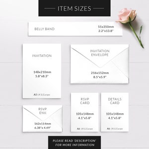 Rustic Floral Wedding Invitation Set, Pink Floral Wedding Invitation, Boho Wedding Invitations PRINTED on luxury paper image 9