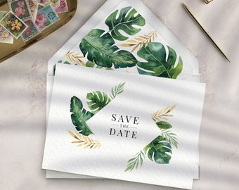 Tropical Save The Date Destination Wedding - Beach Wedding Save The Date - Printed Save The Date Cards