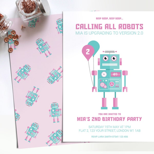 Robot Invitations - Etsy